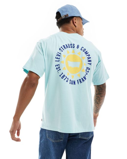 Levi's Blue T-shirt With Central Sunshine Print Logo And Back Print for men