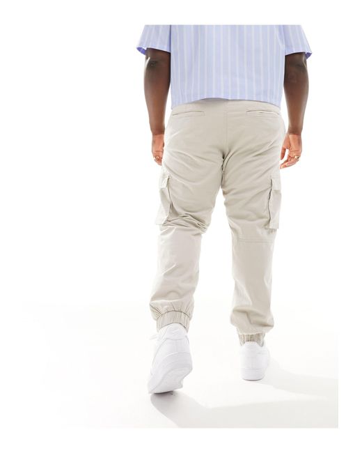 Plus - pantaloni cargo slim beige di Only & Sons in White da Uomo