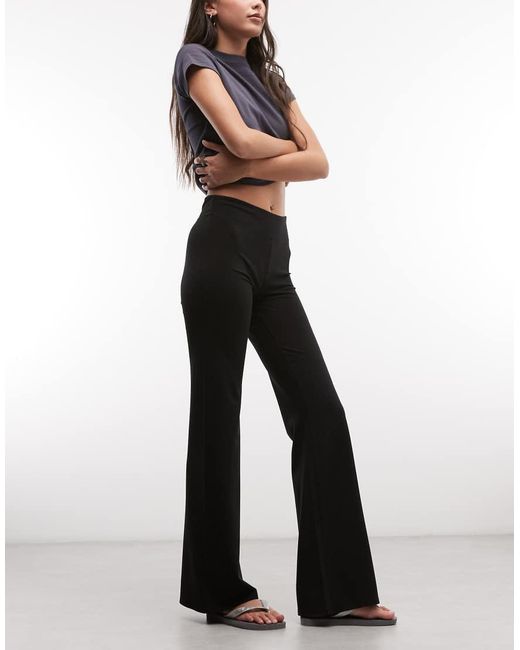 Weekday Black Low Rise Waistband Detail Bootleg Trousers