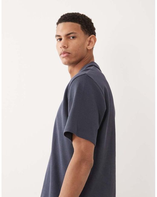 Jack & Jones Blue Split Neck Polo for men
