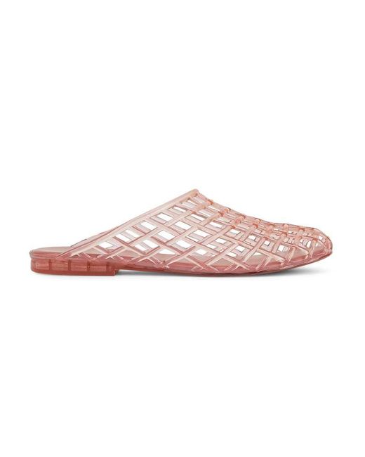 SEQWL Pink Jelly Mule Sandals Mesh Style Slip On Cage Cut-Outs Slides
