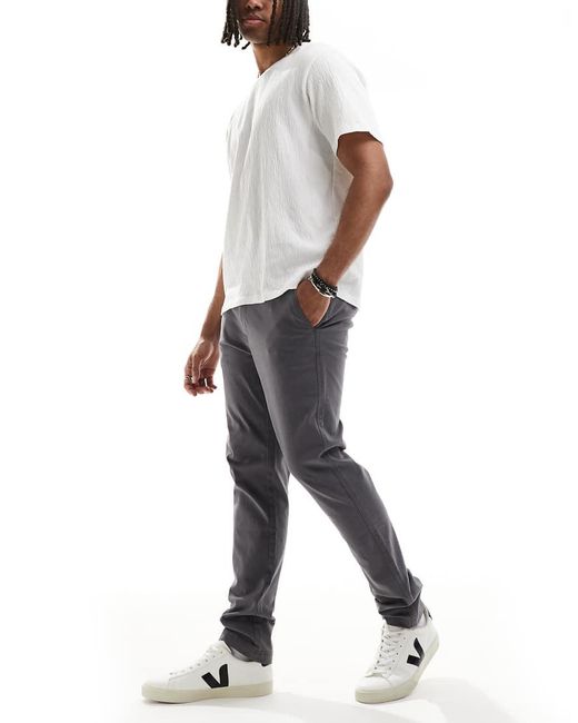 Threadbare White 'Castello' Cotton Slim Fit Chino Trousers With Stretch for men