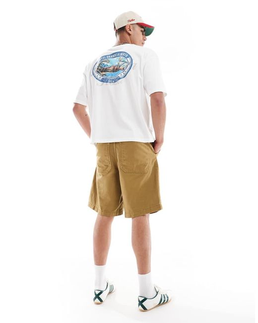 Camiseta Blanca De Corte Cuadrado Extragrande Con Estampado Gráfico Veraniego En La Espalda De ASOS de hombre de color Blue