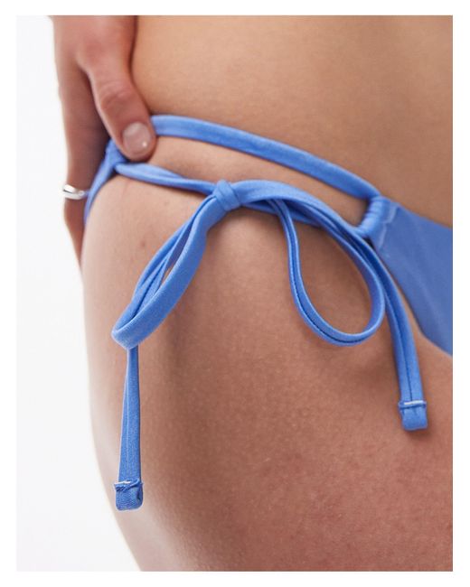 TOPSHOP Blue Mix And Match Side Tie Bikini Bottom