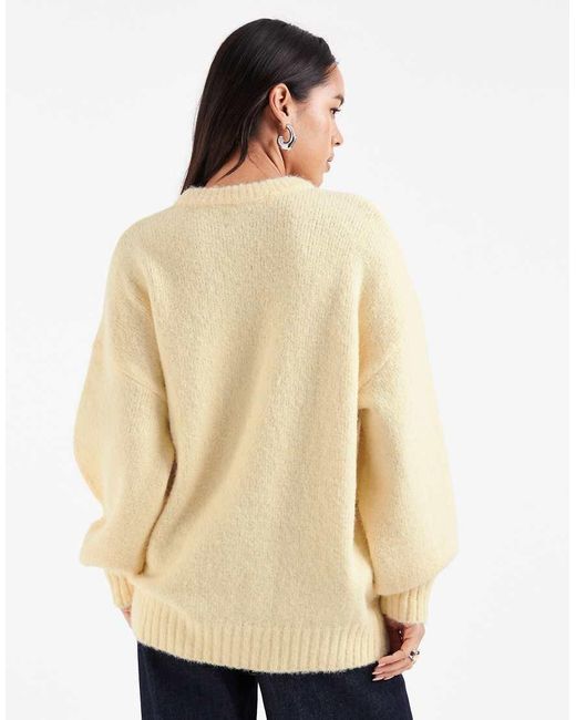 ASOS White Oversized Crew Neck Cocoon Fluffy Jumper