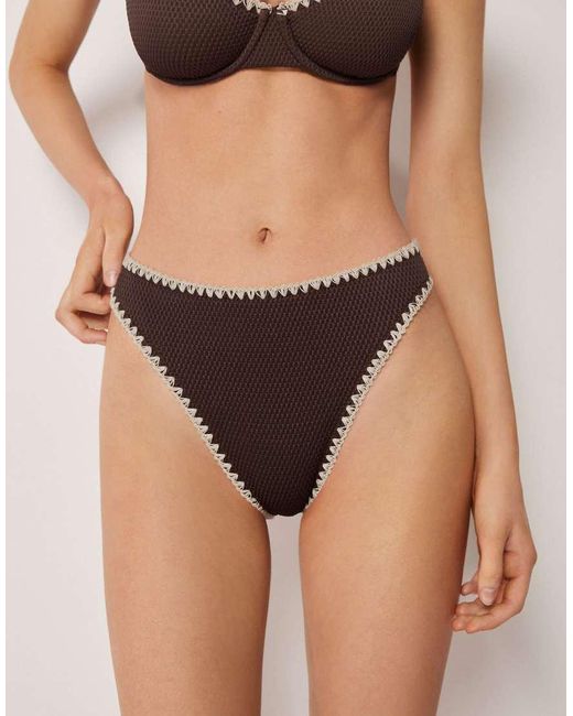 Calzedonia Black High-Waist Brazilian Bicolor Embroidery