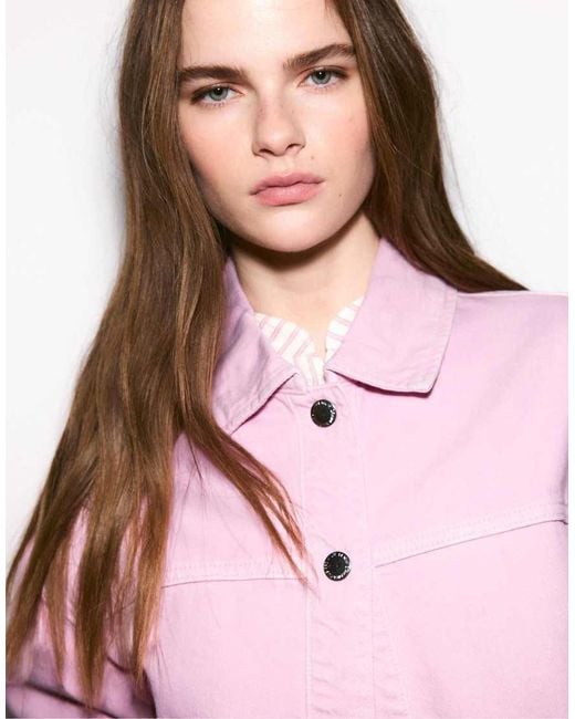 Stradivarius Pink Jacket With Patch Pockets