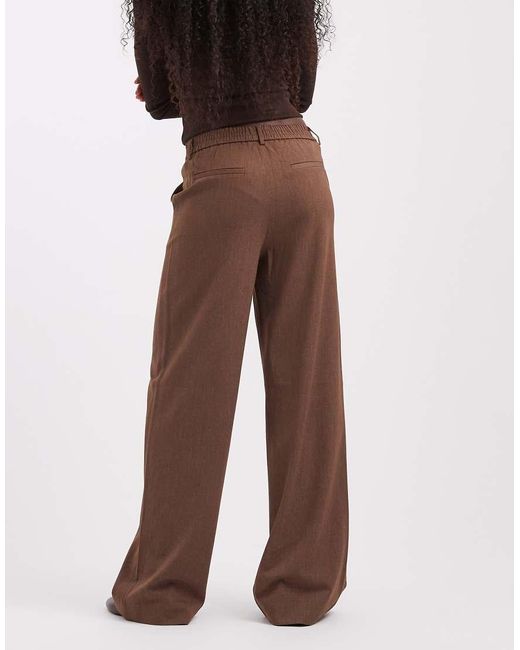Object Brown Wide Leg Tailored Trousers Co-ord