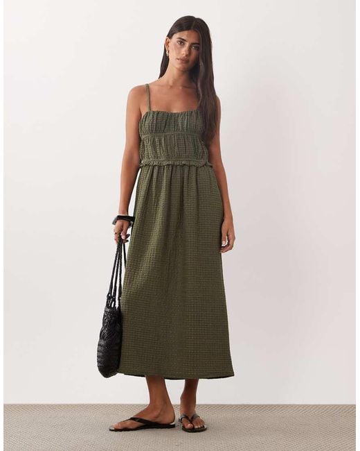 ASOS Green Textured Midi Sundress