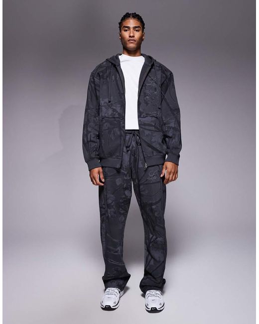 Liquor N Poker Blue Baggy Fit Camo Print Joggers for men