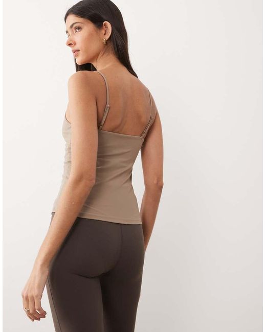 Gina Tricot Brown Cropped Soft Yoga Top