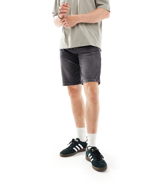 Boss Gray Remaine Denim Shorts for men