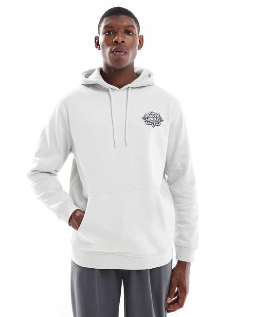 Santa Cruz White Regular Fit Graphic Logo Hoodie With Back Print for men