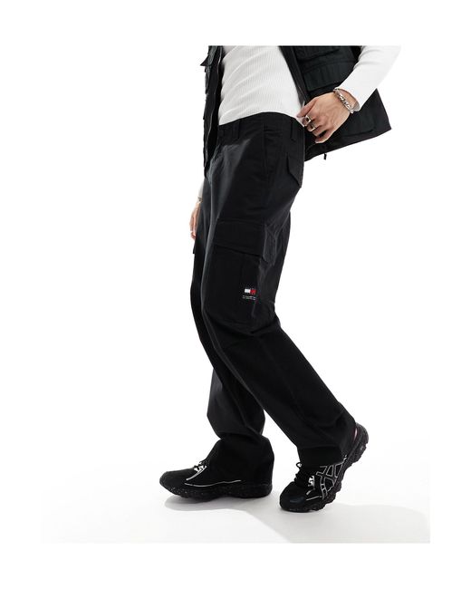 Tommy Hilfiger Black Aiden Cargo Trousers for men