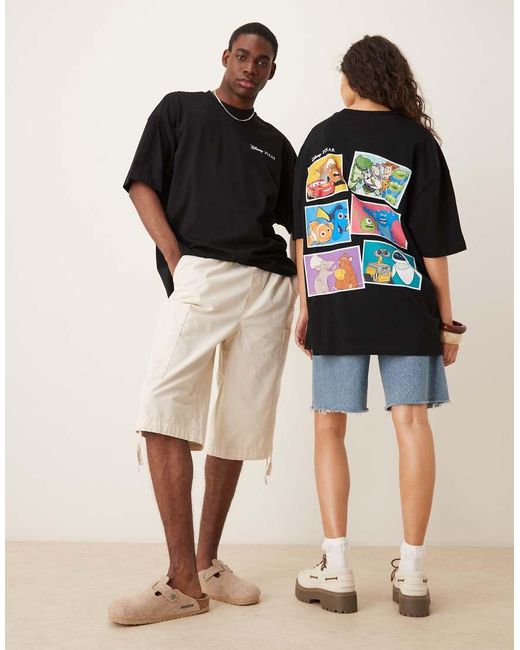 T-Shirt Oversize Nera Con Stampa Disney Pixar Con I Personaggi Di Up di ASOS in Black da Uomo