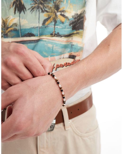 ASOS Gray Bead And Pearl Mix Bracelet for men