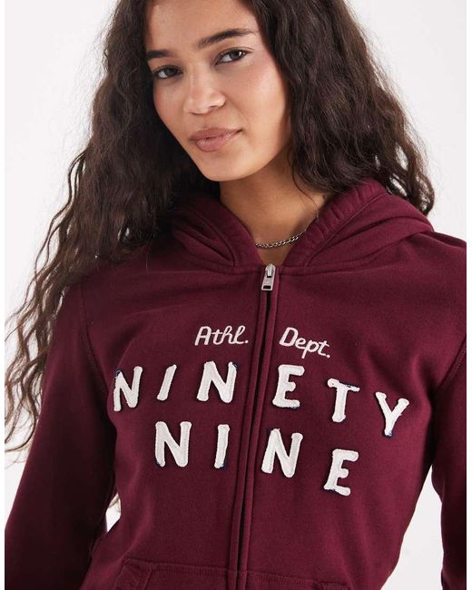 Hollister Red Double Zip Graphic Hooded Jumper