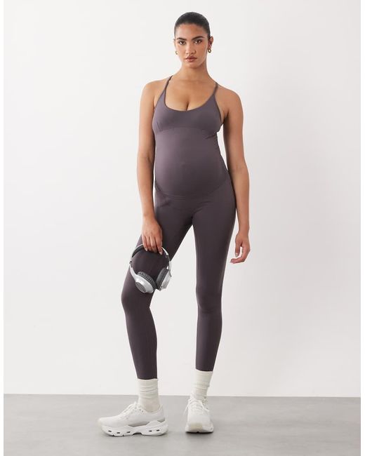 4505 Purple Maternity Scoop Neck Singlet With Inner Bra And Adjustable Straps