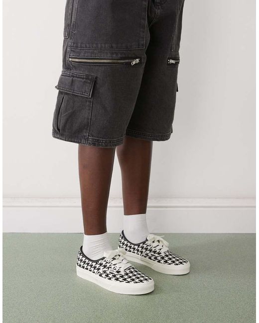 Vans White Authentic Embroidered Houndstooth Trainers With Oversized Laces
