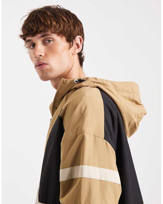 Tommy Hilfiger Natural Colour Block Water Proof Anorak With Hood for men