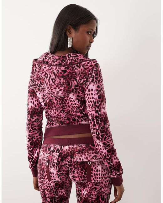 Juicy Couture Red Exclusive Velour Zip Through Hoodie Co-ord
