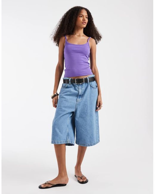 ASOS Blue Scoop Neck Cami With Elastic Straps