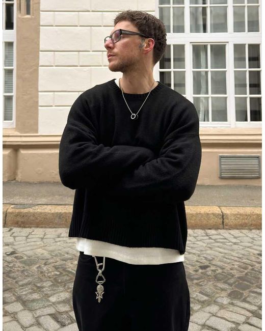 Bershka Black Cropped Jumper for men