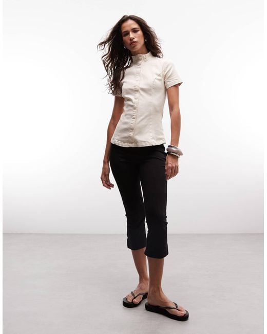 Weekday White Structured Button Up Top