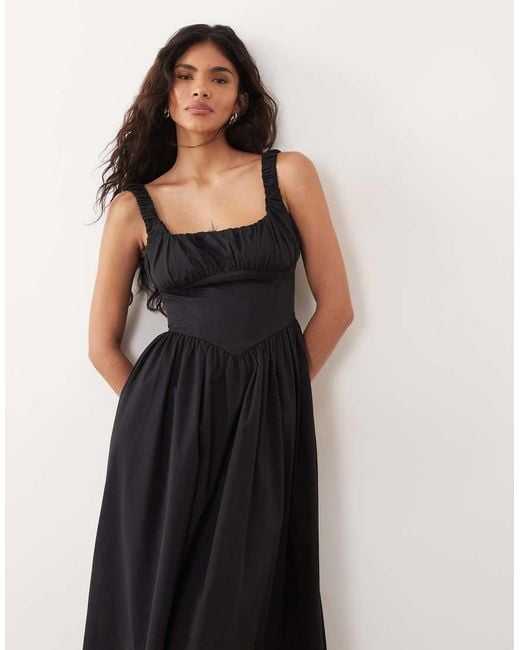 Gina Tricot Black Corset Midi Dress