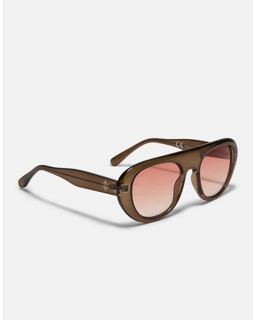 Stradivarius Green Round Resin Sunglasses