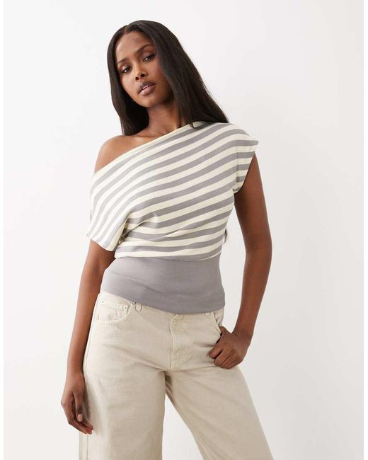 Gina Tricot Yellow Boatneck Off The Shoulder Short Top