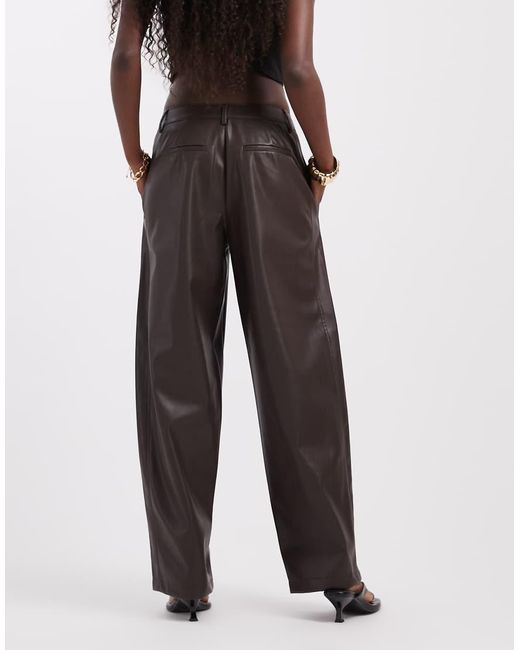 ONLY Black Faux Leather Barrel Trousers