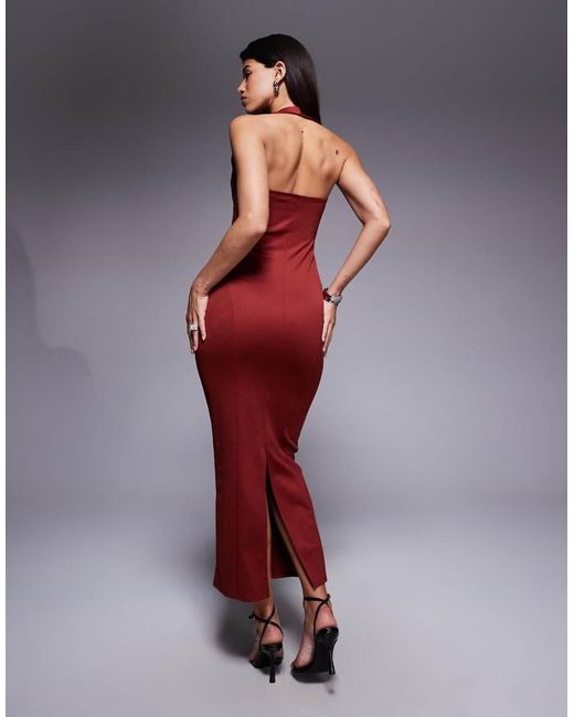ASOS Red Structu Corseted Midi Dress
