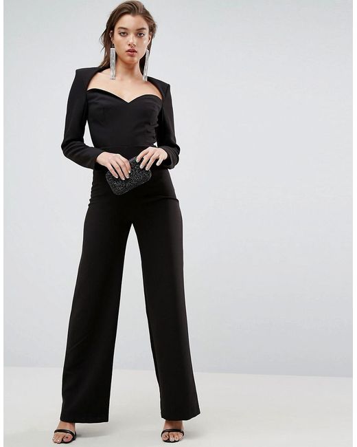 ASOS Tailored Sweetheart Neckline With Shoulder Pads & Wide Leg ...
