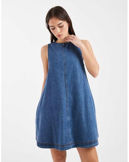 Tommy Hilfiger Blue A-Line Chambray Mini Dress