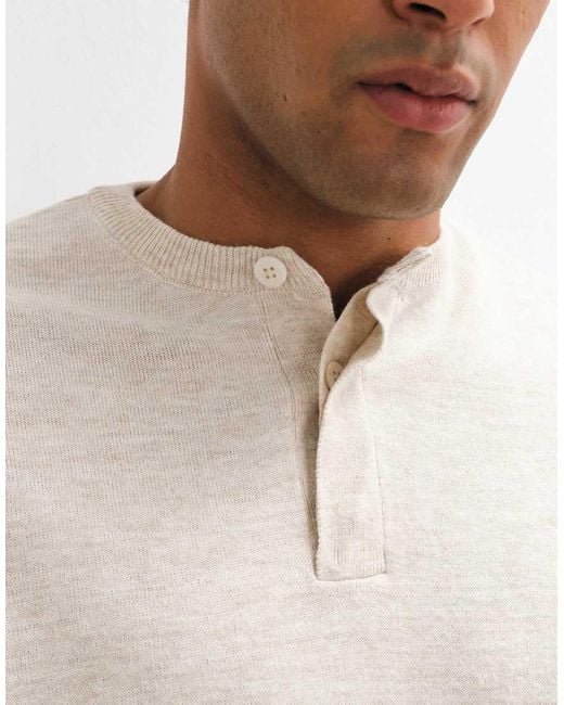 ASOS White Relaxed Knitted Henley for men
