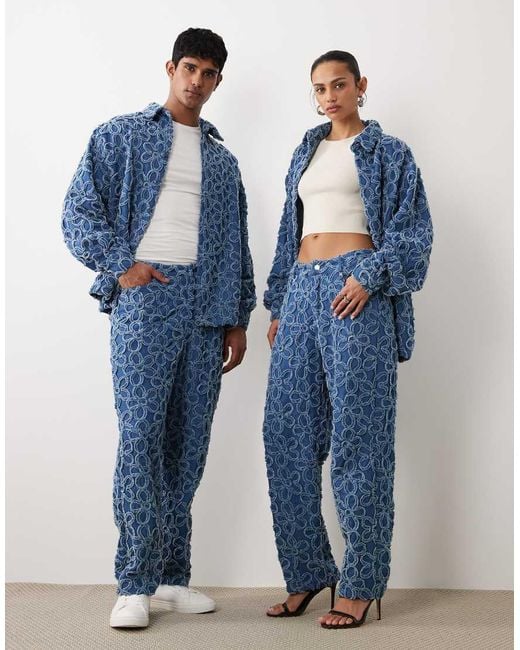 Sister Jane Blue Unisex Fleur Mid Waist Denim Jeans Co-ord