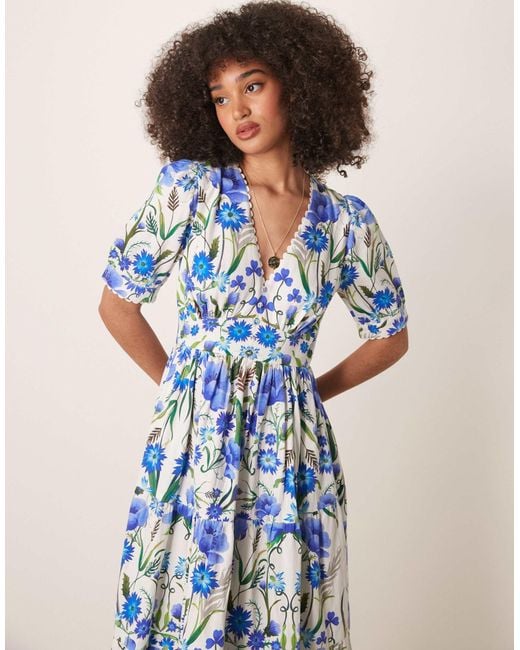 blue print dress Blue Smock Dress – Elfin Kidz main image 0