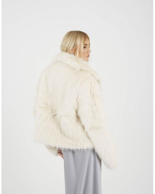 Brave Soul White Tinsel Faux Fur Jacket
