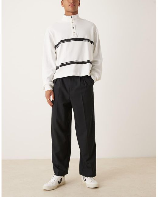 ASOS Nette Broek Met Wijde Pijpen, Riem En Plooien Aan De Voorkant in het Natural voor heren