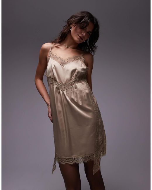 TOPSHOP Brown – satin-minikleid