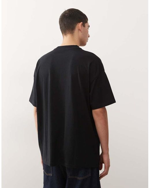 Collusion Black T-shirt With Print And Pocket for men