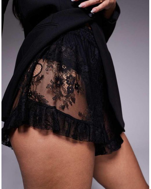 AFRM Blue Dane High Waisted Lace Frill Hotpants
