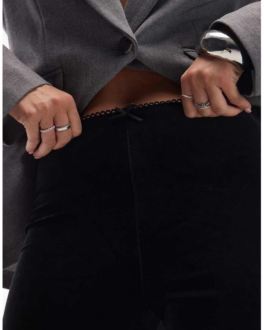 Nia Black Lumi Slim Flared Velvet Trouser