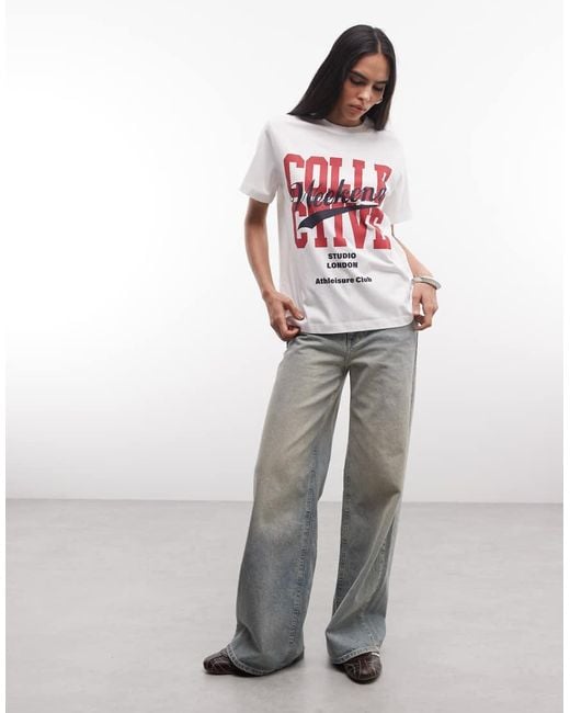 ASOS Gray Weekend Collective Boxy T-shirt With Leisure Club Graphic