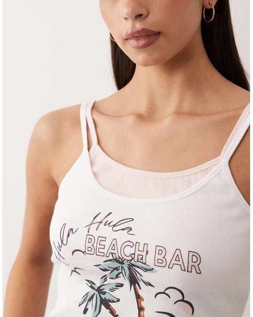 South Beach White Beach Bar Double Layer Vest Top