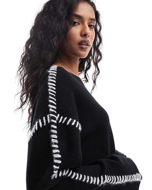 Y.A.S Black Contrast Stitch Detail Jumper