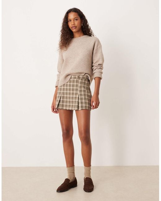 ASOS Natural Tailored Box Pleat Mini Skort
