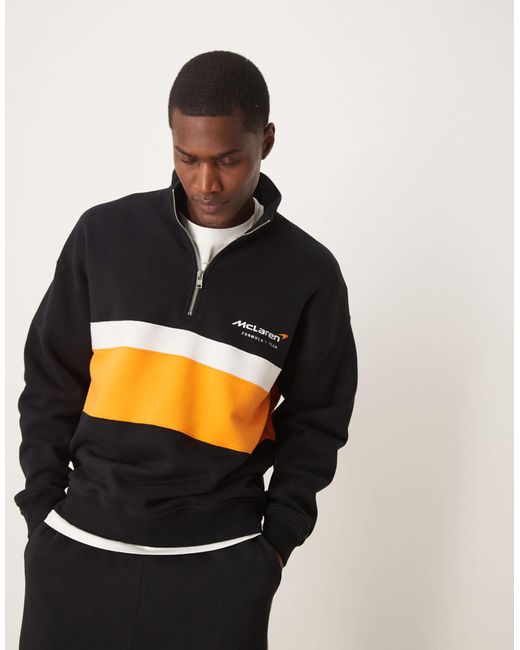 Abercrombie & Fitch Black Formula 1 Mclaren 1/4 Zip Collared Sweatshirt for men