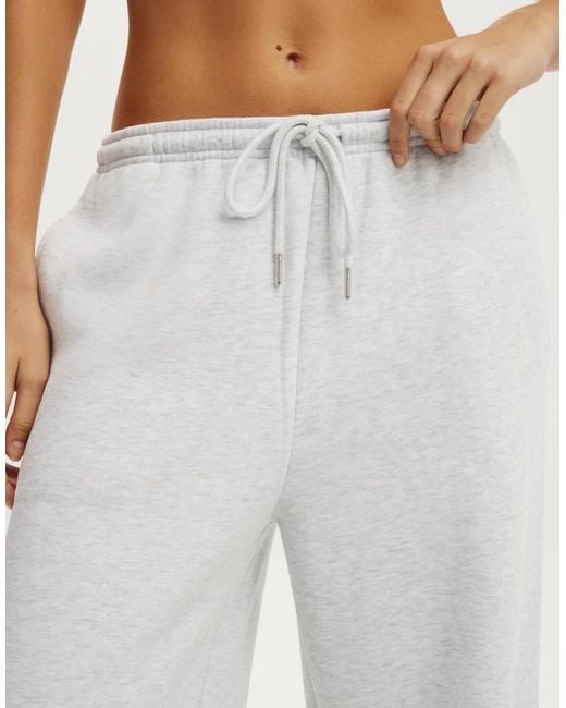 Cotton On White Plush Tie Waist Wide Leg Sweatpant